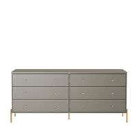 Manhattan Comfort Jasper 71.65" Double Dresser for Bedroom with Steel Gold Legs, Modern Style Full Extension Chest of Drawers for Closet or Living Room, Grey