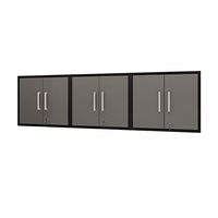 Manhattan Comfort Eiffel Floating Garage Storage with Lock and Key, Space Saver Wall Cabinet, Set of 3, Grey