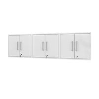 Manhattan Comfort Eiffel Floating Garage Storage with Lock and Key, Space Saver Wall Cabinet, Set of 3, White