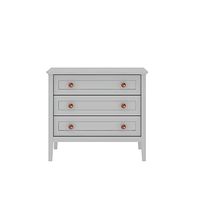 Manhattan Comfort Crown 31.29" Dresser with Rose Gold Metal Accent, Anti-Tip Kit Included, Modern Chest of Drawers for The Bedroom and Living Room, White