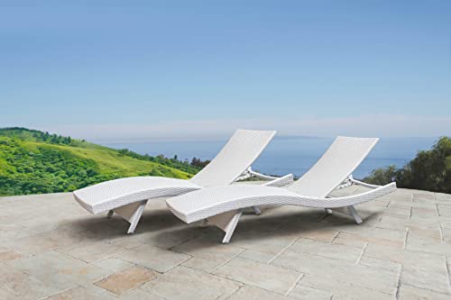 Abbyson Living Outdoor Adjustable Wicker Chaise, White