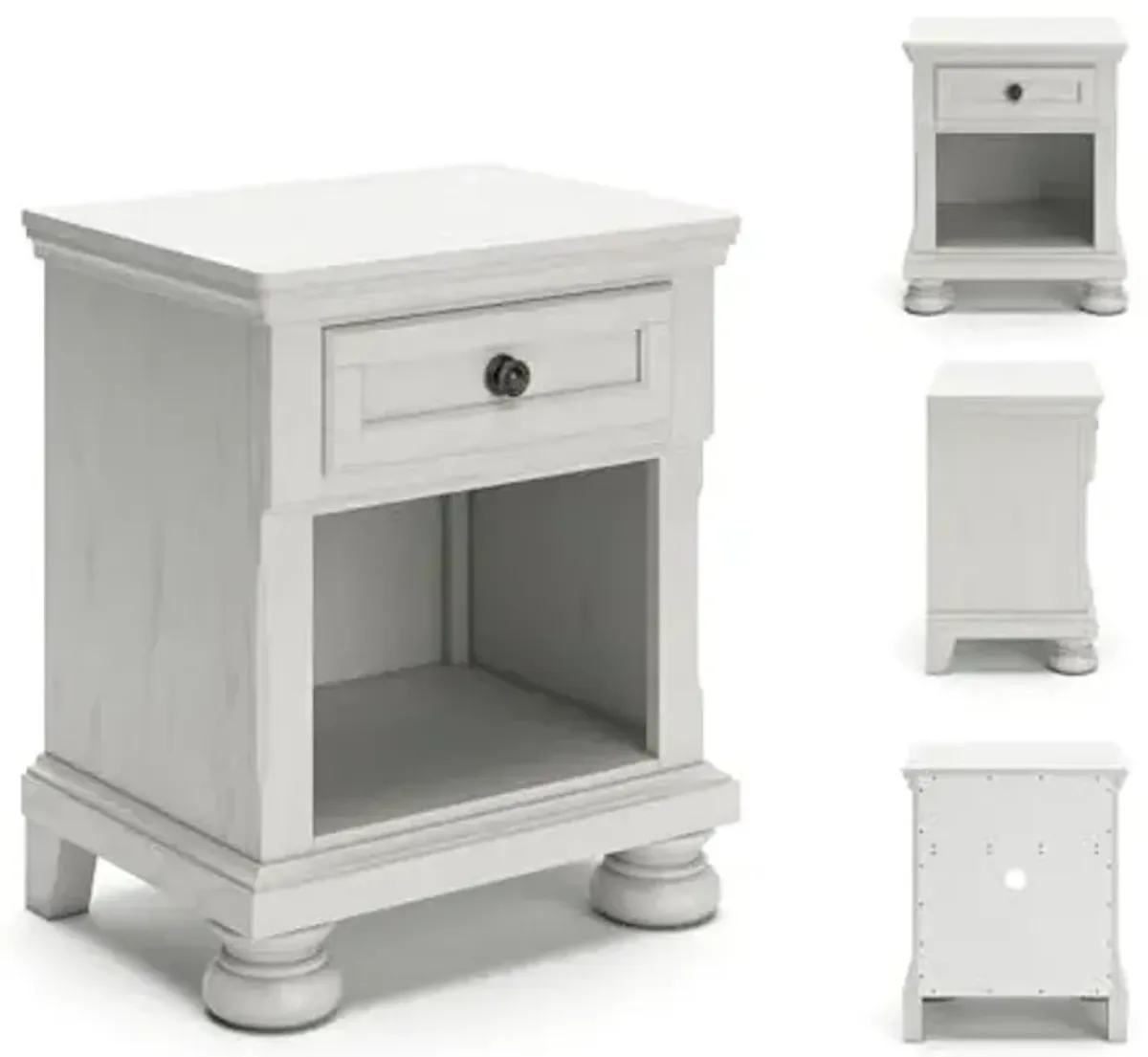 Signature Design by Ashley Robbinsdale Coastal 1-Drawer Nightstand with Cubby Storage, 26.75" Tall, White