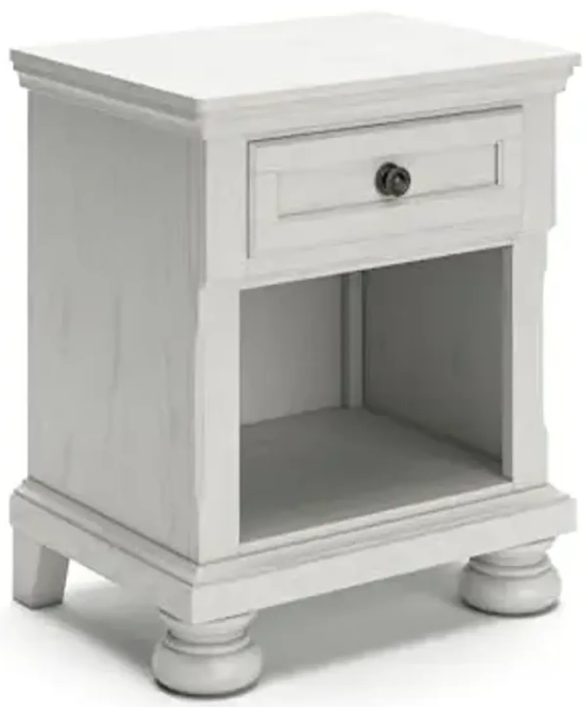 Signature Design by Ashley Robbinsdale Coastal 1-Drawer Nightstand with Cubby Storage, 26.75" Tall, White