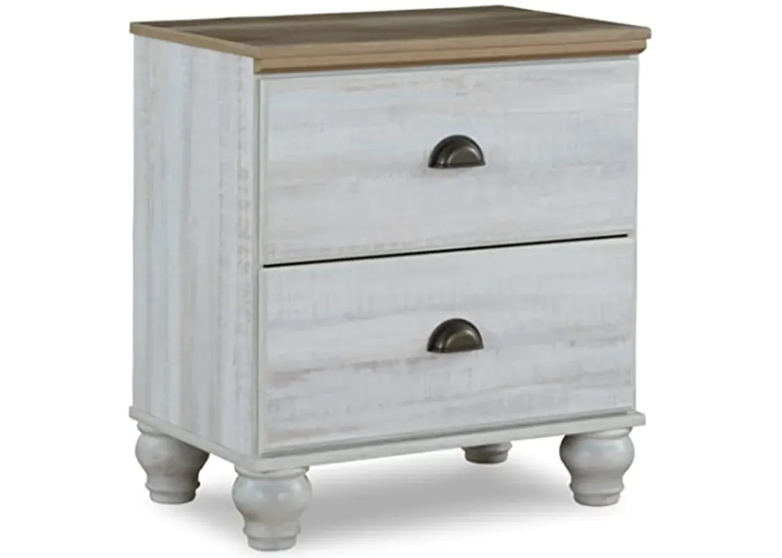 Signature Design by Ashley Haven Bay 5 Drawer Nightstand, 25"W x 17"D x 27"H, White & Light Brown