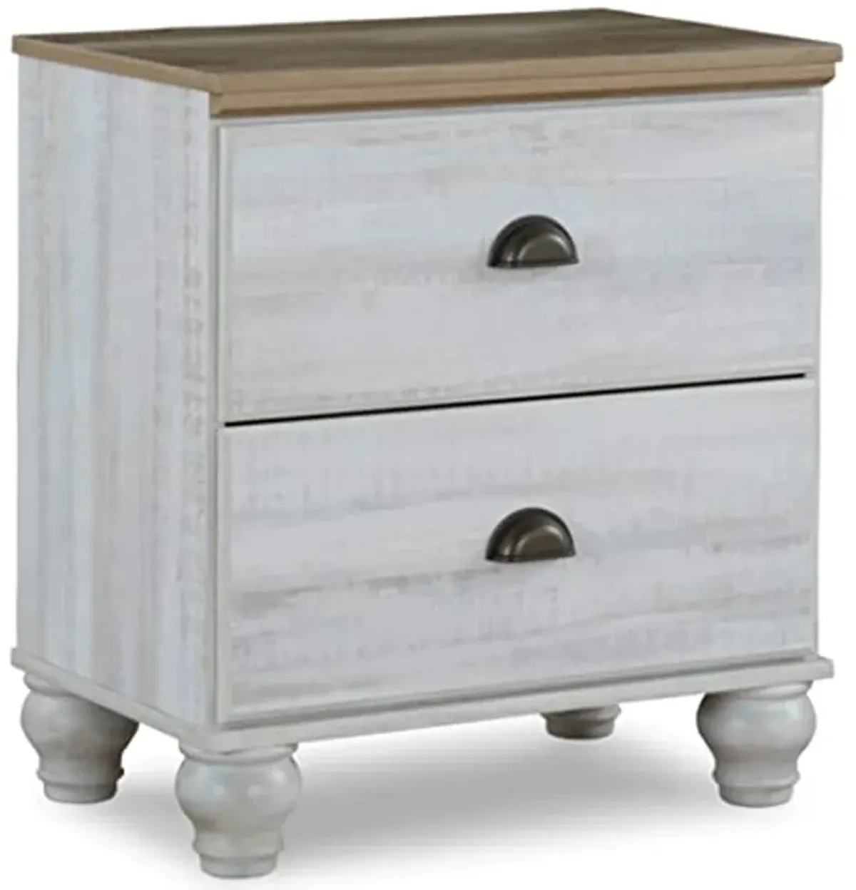 Signature Design by Ashley Haven Bay 5 Drawer Nightstand, 25"W x 17"D x 27"H, White & Light Brown