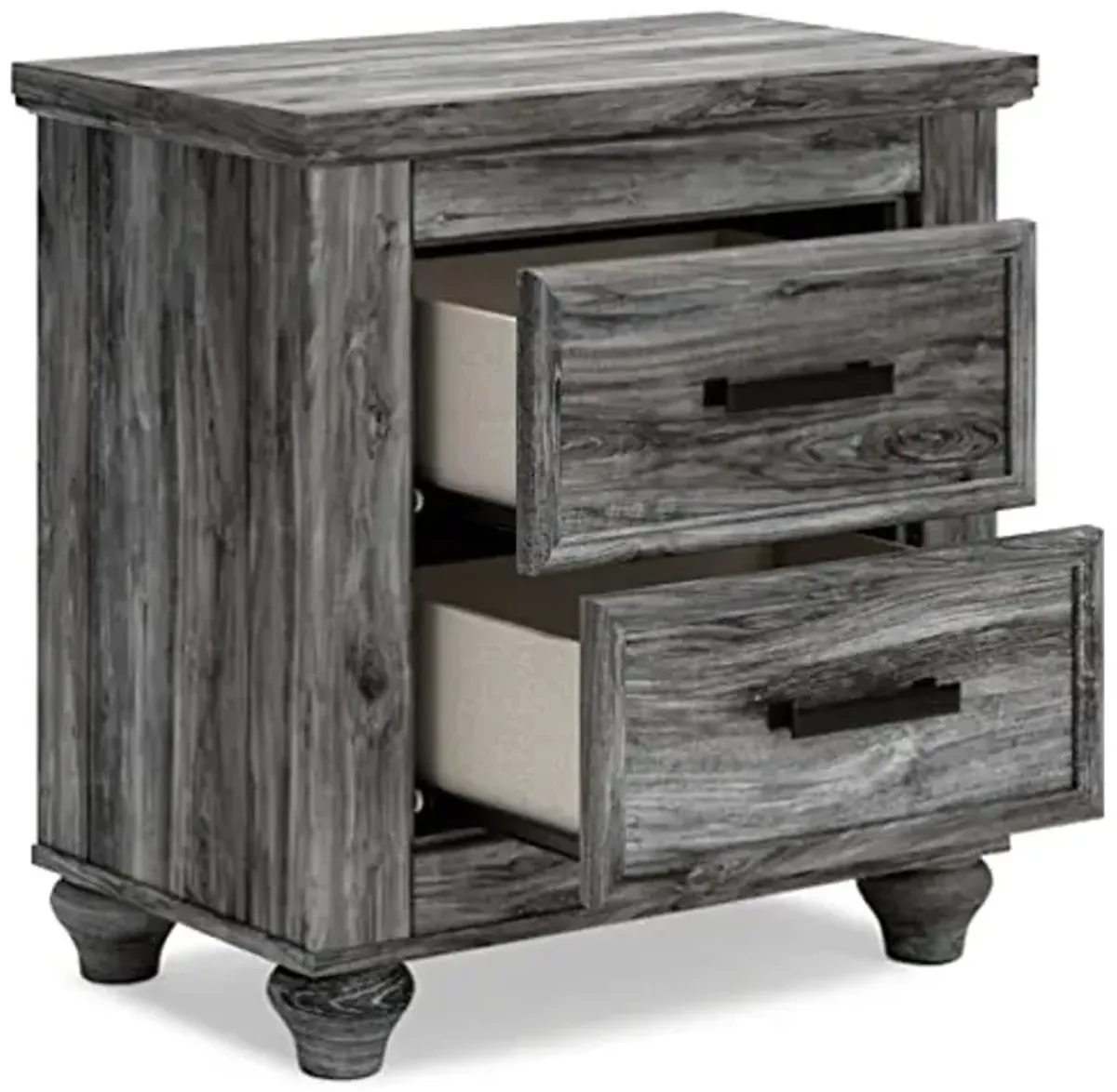 Signature Design by Ashley Thyven Traditional 2 Drawer Nightstand with USB and Qi Wireless Charging, Gray