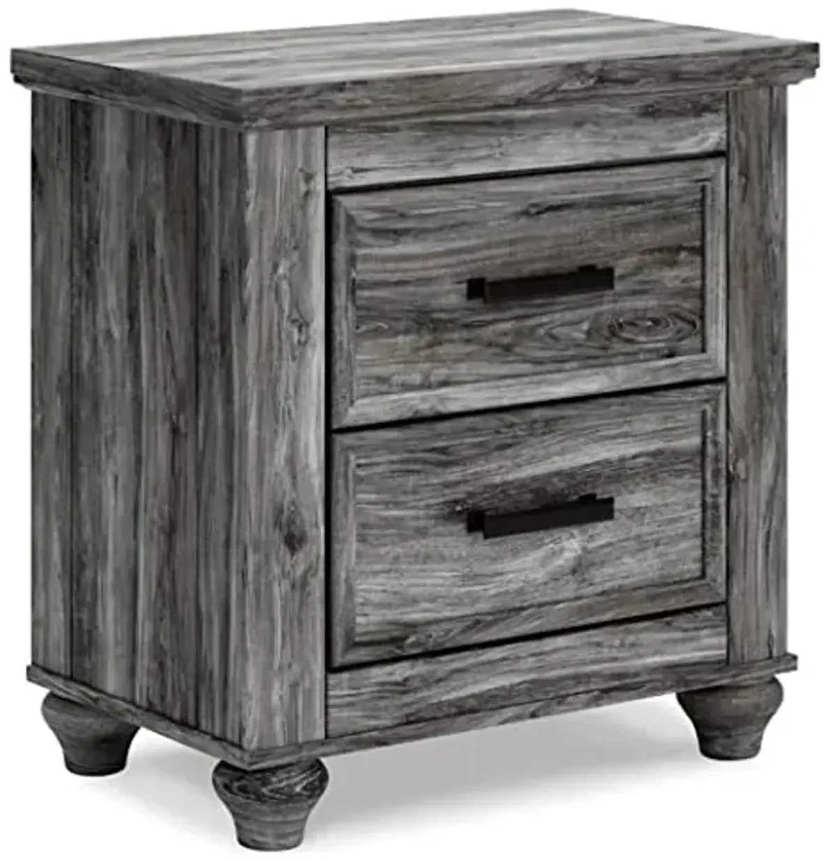 Signature Design by Ashley Thyven Traditional 2 Drawer Nightstand with USB and Qi Wireless Charging, Gray