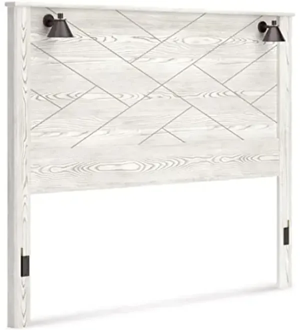Signature Design by Ashley Gerridan Coastal Panel Headboard with Decorative Sconce Lights ONLY, King, White