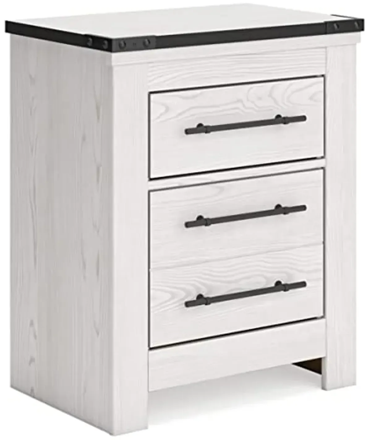 Signature Design by Ashley Schoenberg Coastal 2 Drawer Nightstand with Wireless and USB Charging, White