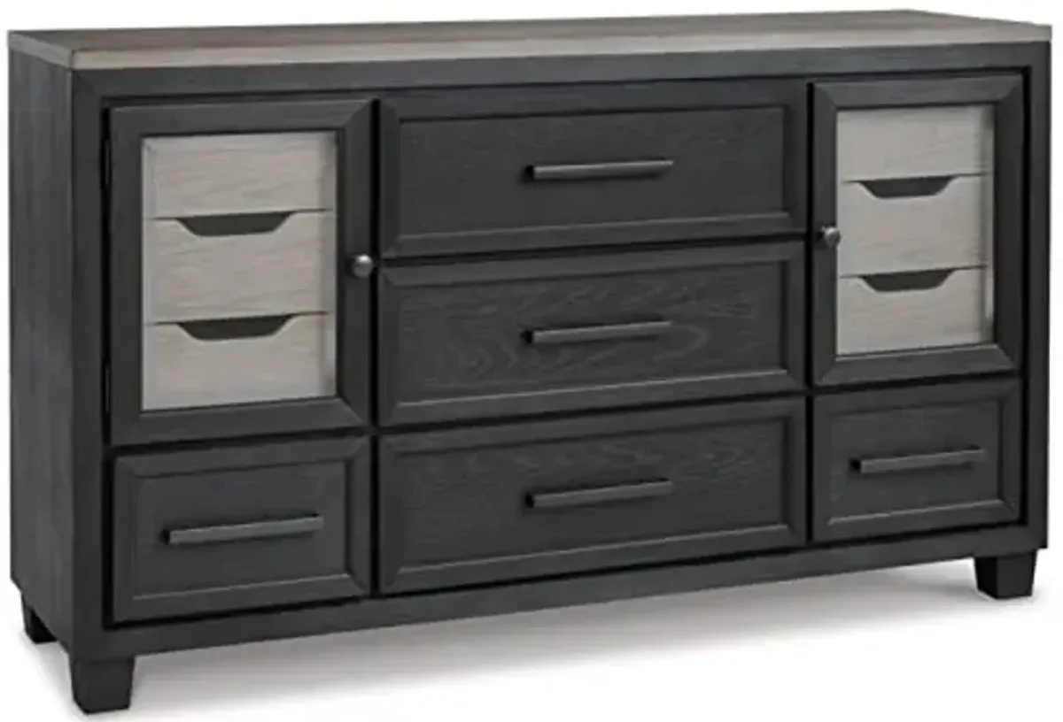 Signature Design by Ashley Foyland Contemporary Dresser with Felt-Lined Top Drawer, Black & Beige