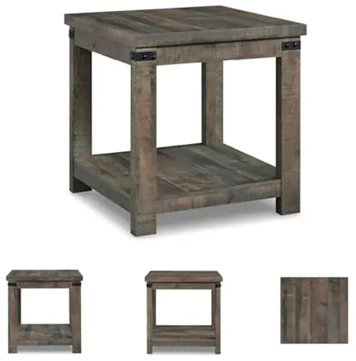 Signature Design by Ashley Hollum Rustic End Table with Shelf, Dark Brown