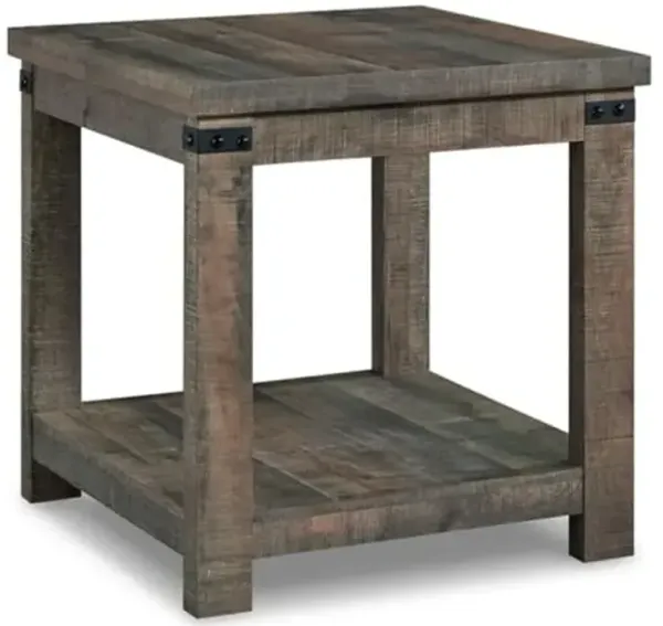 Signature Design by Ashley Hollum Rustic End Table with Shelf, Dark Brown