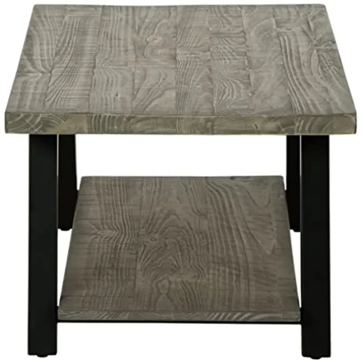 Signature Design by Ashley Brennegan Rustic Cocktail Table with Shelf, Light Gray & Black