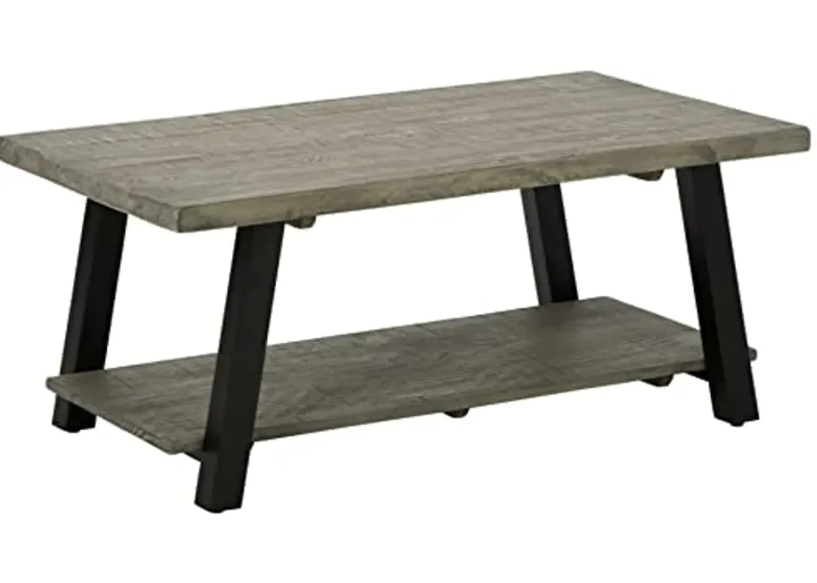 Signature Design by Ashley Brennegan Rustic Cocktail Table with Shelf, Light Gray & Black