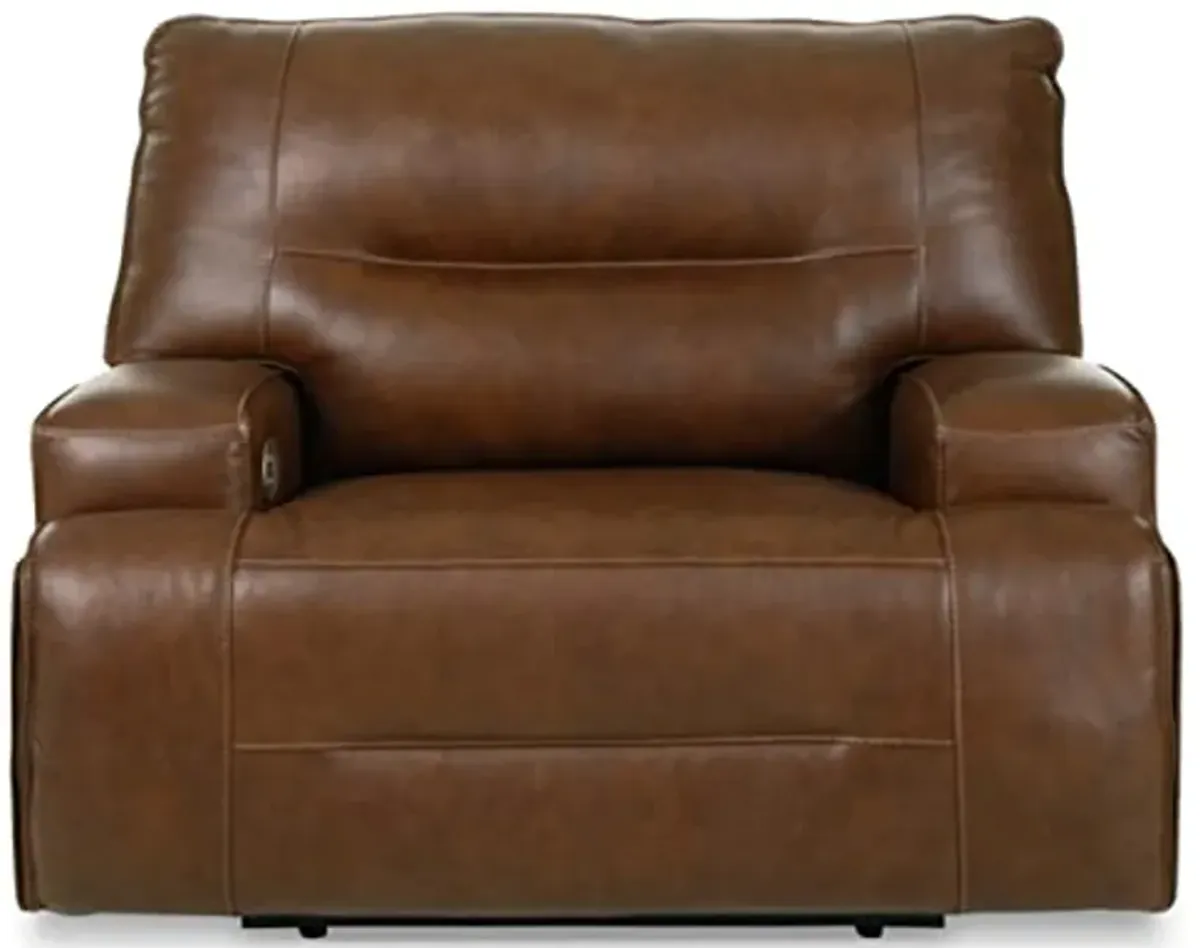 Signature Design by Ashley Francesca Modern Leather Power Recliner with Adjustable Headrest, Dark Brown