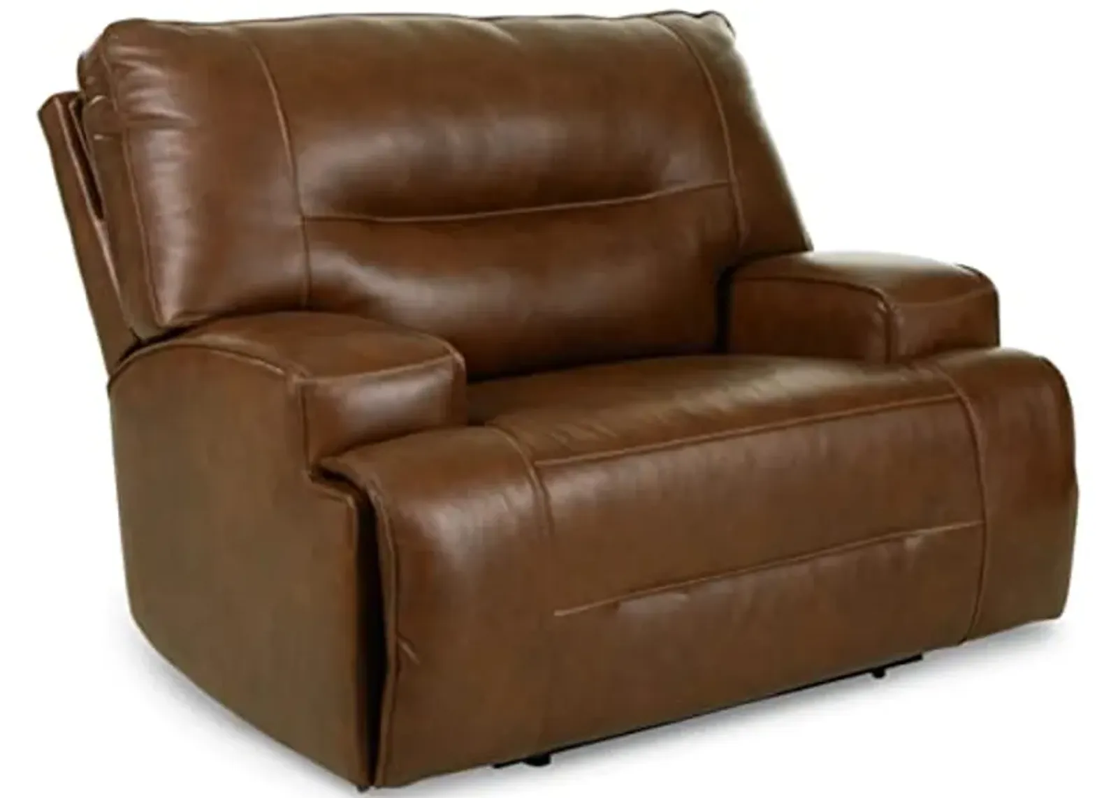 Signature Design by Ashley Francesca Modern Leather Power Recliner with Adjustable Headrest, Dark Brown