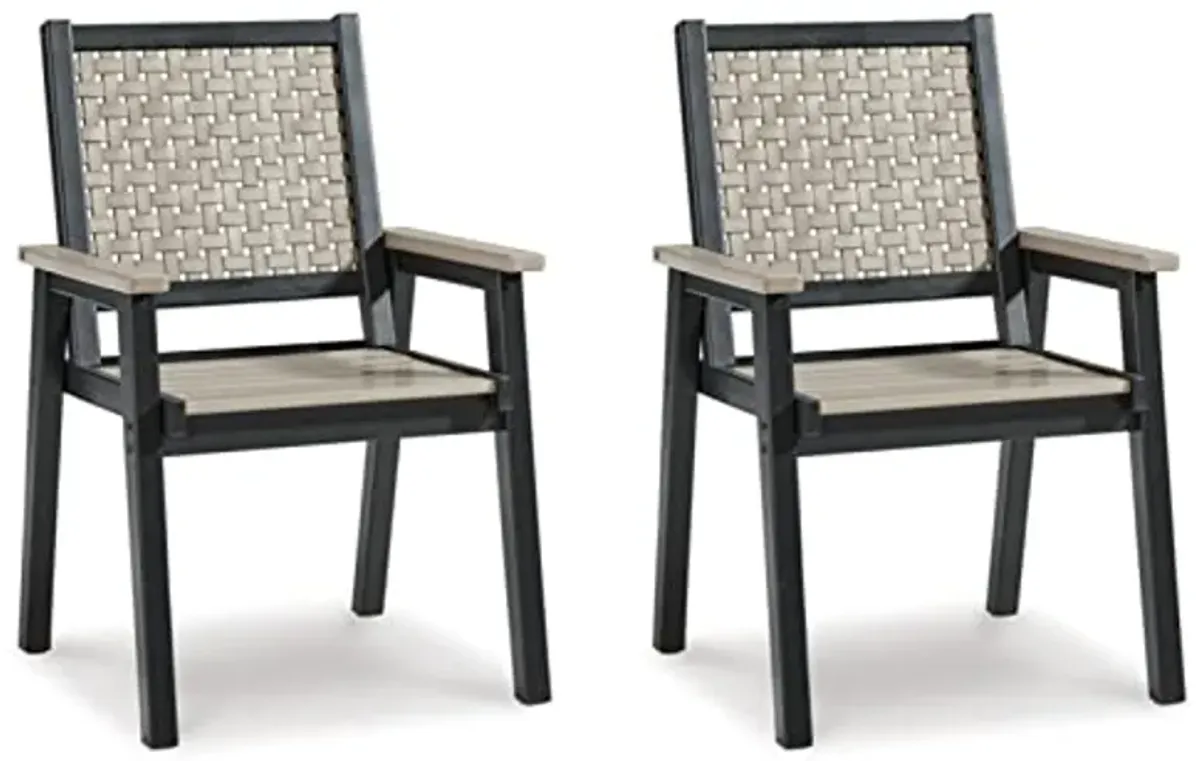 Signature Design by Ashley Mount Valley Arm Chair, 2 Count, Light Brown & Black