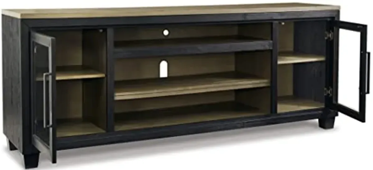 Signature Design by Ashley Foyland Contemporary TV Stand with Fireplace Option for TVs up to 83", Light Brown & Black