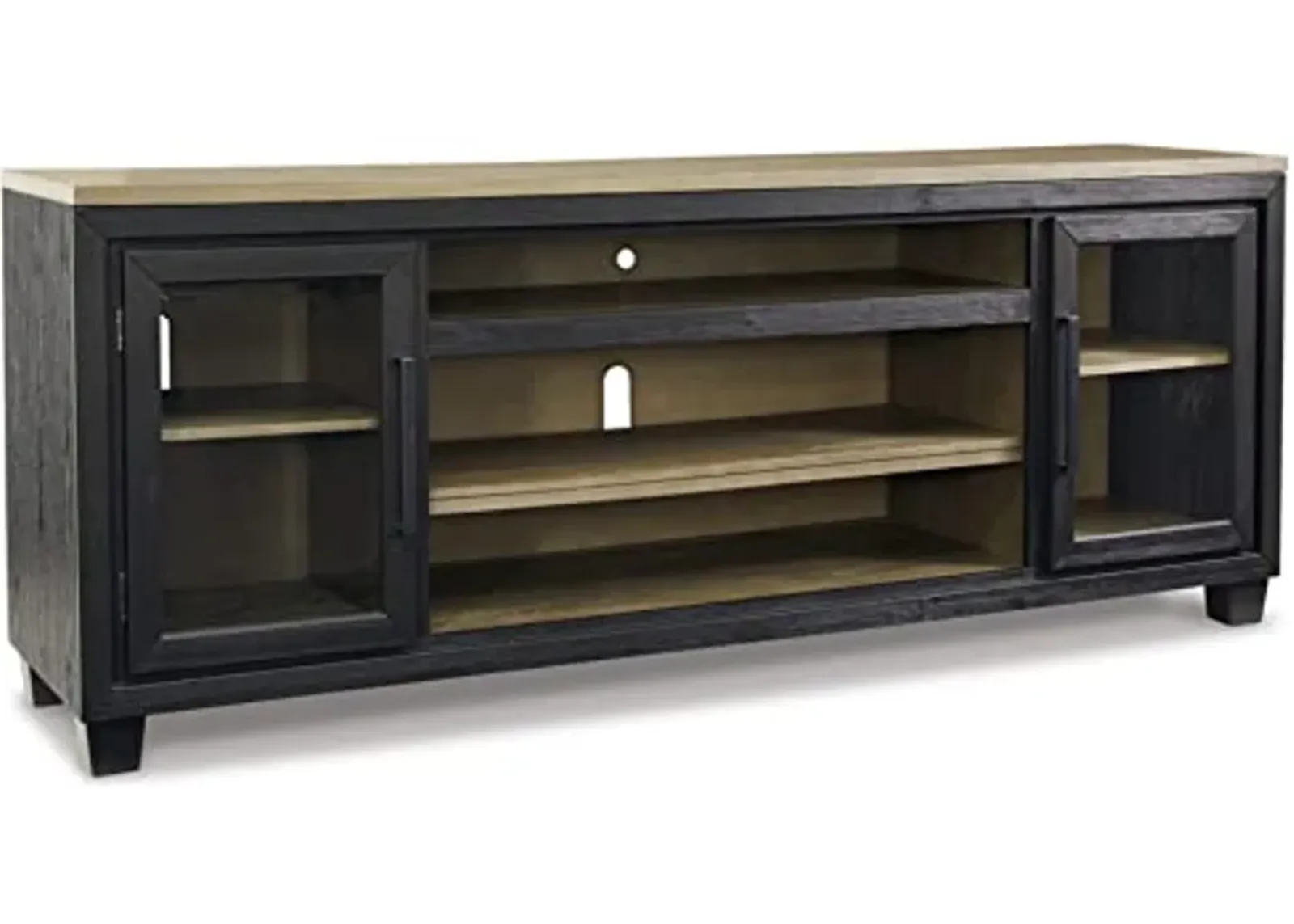 Signature Design by Ashley Foyland Contemporary TV Stand with Fireplace Option for TVs up to 83", Light Brown & Black