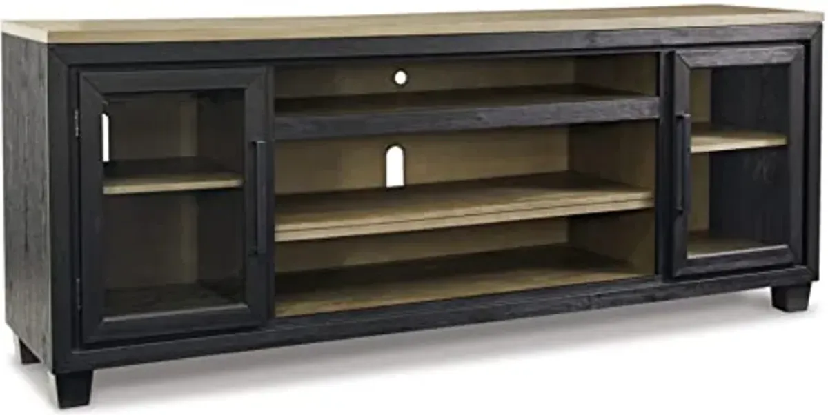 Signature Design by Ashley Foyland Contemporary TV Stand with Fireplace Option for TVs up to 83", Light Brown & Black