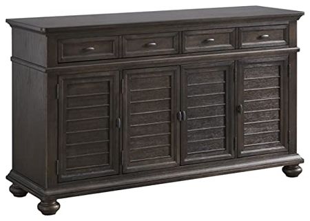 Signature Design by Ashley Lanceyard Traditional Dining Room Server with Felt-lined Drawers and Wine Rack, Dark Brown