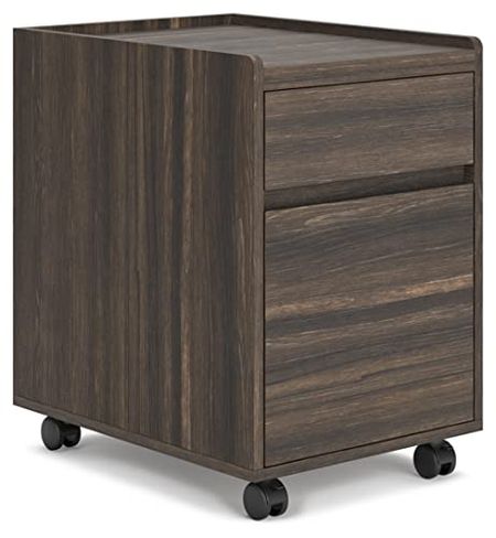 Signature Design by Ashley Zendex Contemporary File Cabinet with Utility Drawer, Dark Brown