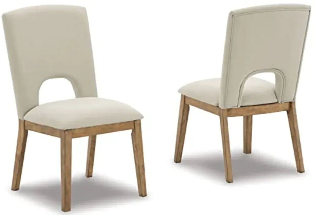 Signature Design by Ashley Dakmore Dining Upholstered Side Chair, 2 Count, Light Brown & Beige