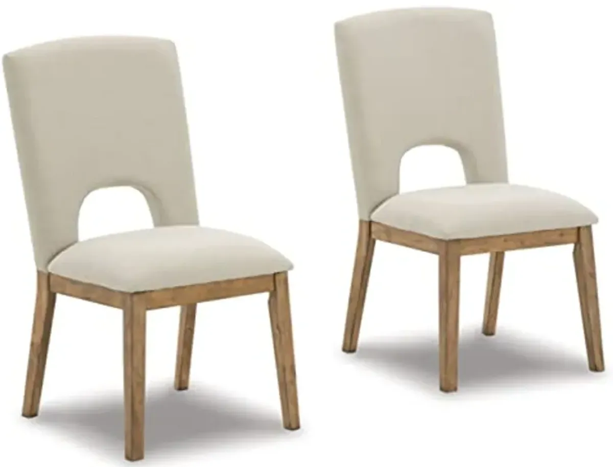 Signature Design by Ashley Dakmore Dining Upholstered Side Chair, 2 Count, Light Brown & Beige