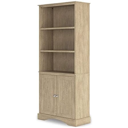 Signature Design by Ashley Elmferd Classic Bookcase with Lower Cabinet, Light Brown
