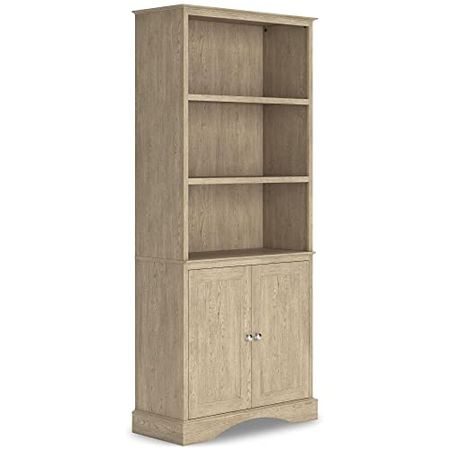 Signature Design by Ashley Elmferd Classic Bookcase with Lower Cabinet, Light Brown