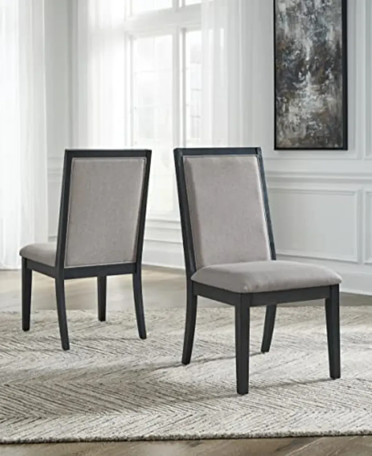 Signature Design by Ashley Foyland Dining Upholstered Side Chair, Set of 2, Black & Gray