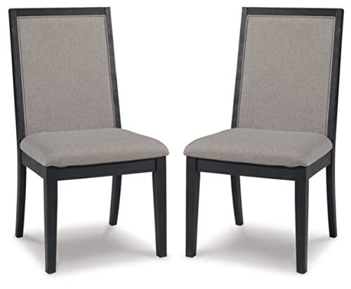 Signature Design by Ashley Foyland Dining Upholstered Side Chair, 2 Count, Black & Gray