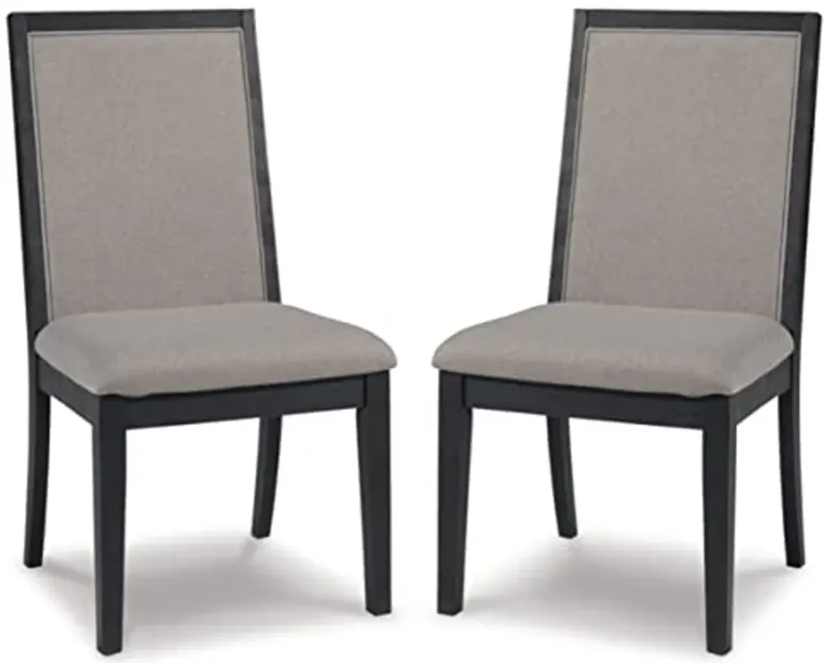 Signature Design by Ashley Foyland Dining Upholstered Side Chair, Set of 2, Black & Gray