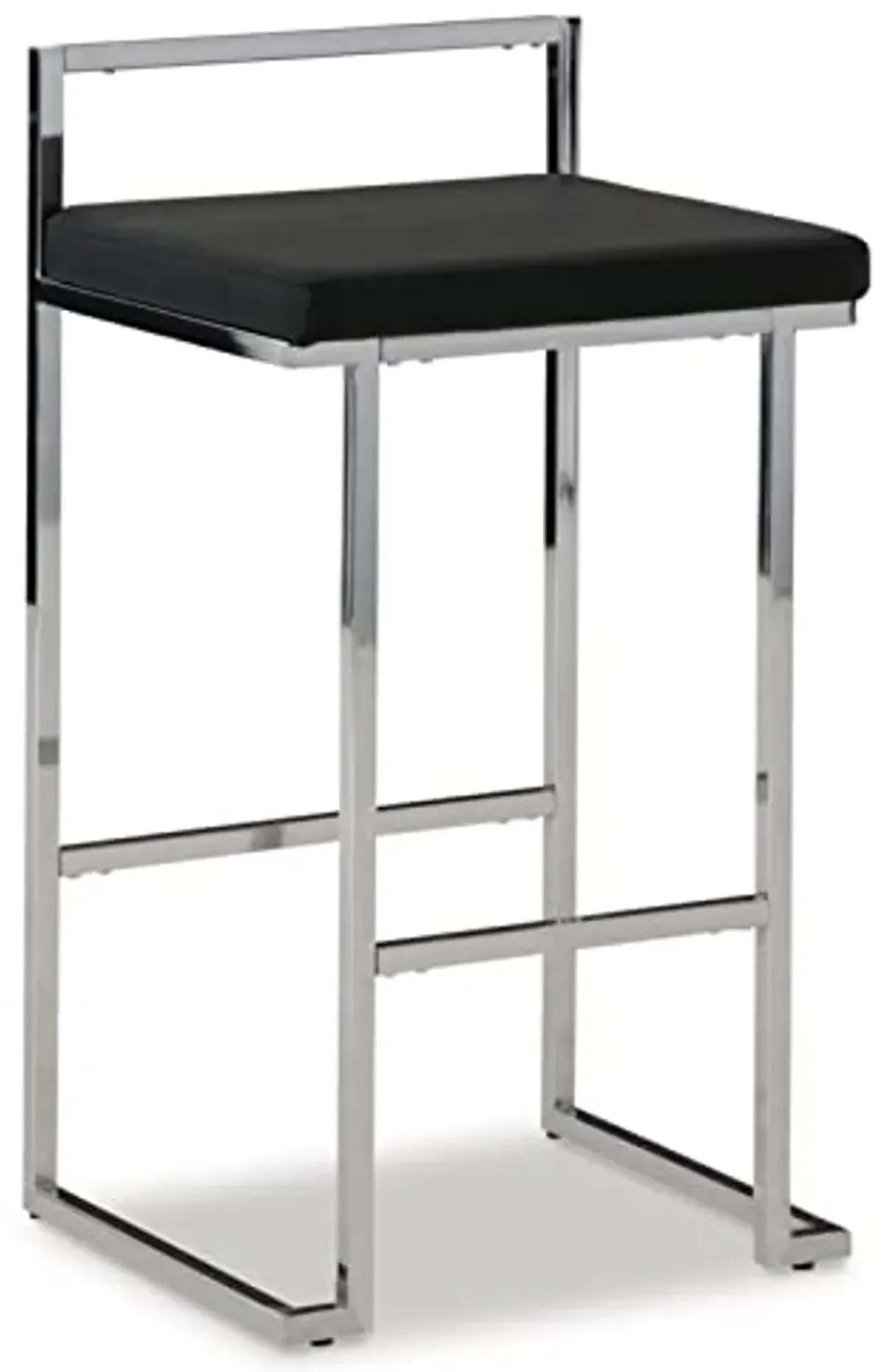 Signature Design by Ashley Madanere Contemporary Tall Upholstered Stool with Metal Frame, 2 Count,Black & Chrome