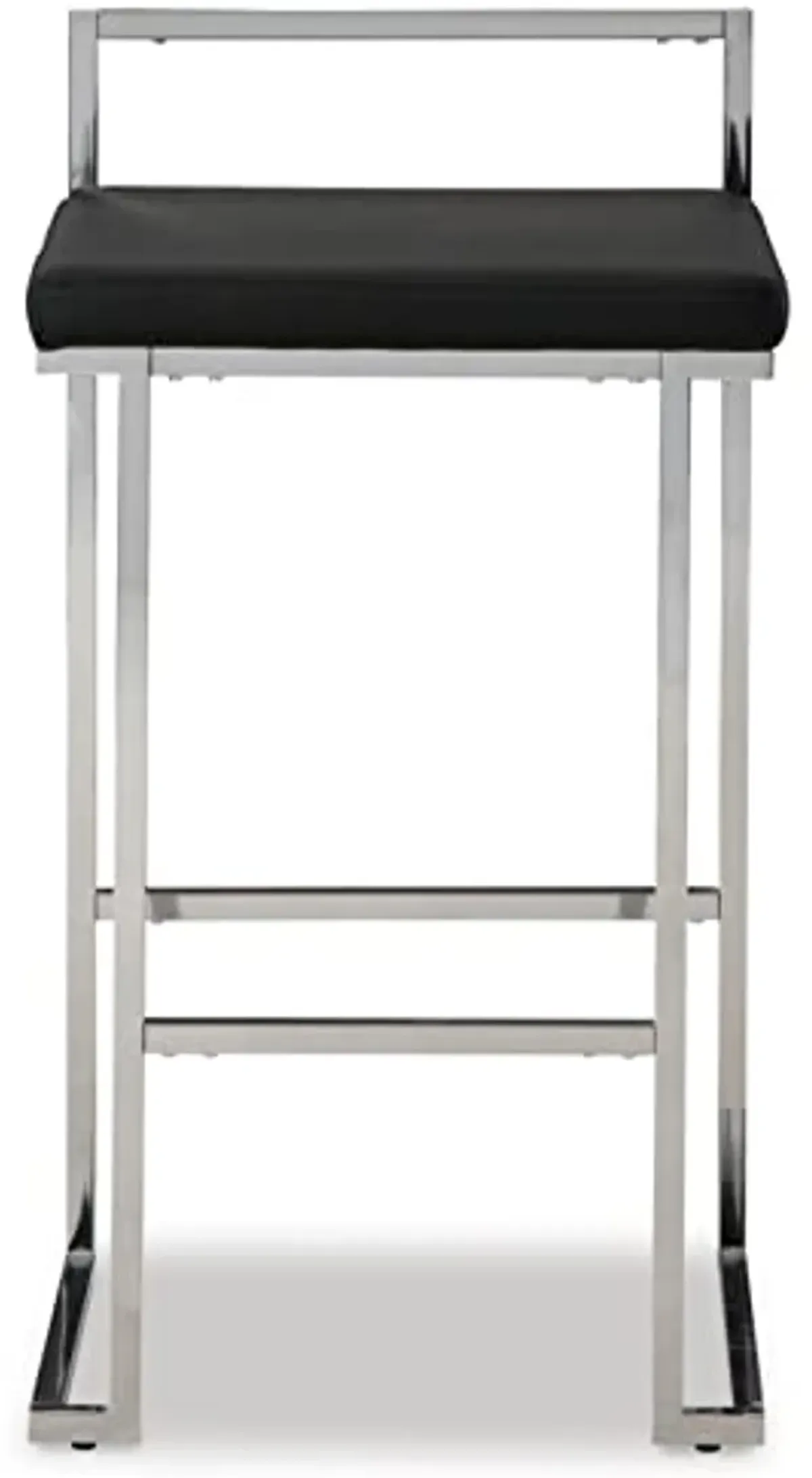 Signature Design by Ashley Madanere Contemporary Tall Upholstered Stool with Metal Frame, 2 Count,Black & Chrome