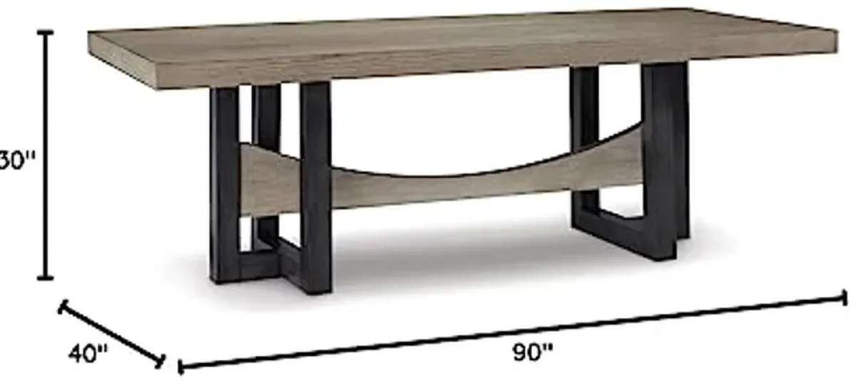 Signature Design by Ashley Foyland Contemporary Dining Table with Trestle Base, Black & Gray