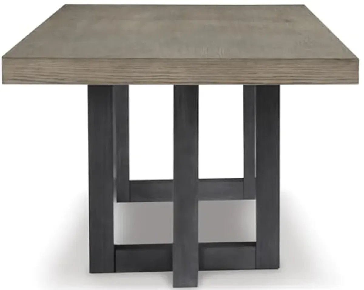 Signature Design by Ashley Foyland Contemporary Dining Table with Trestle Base, Black & Gray