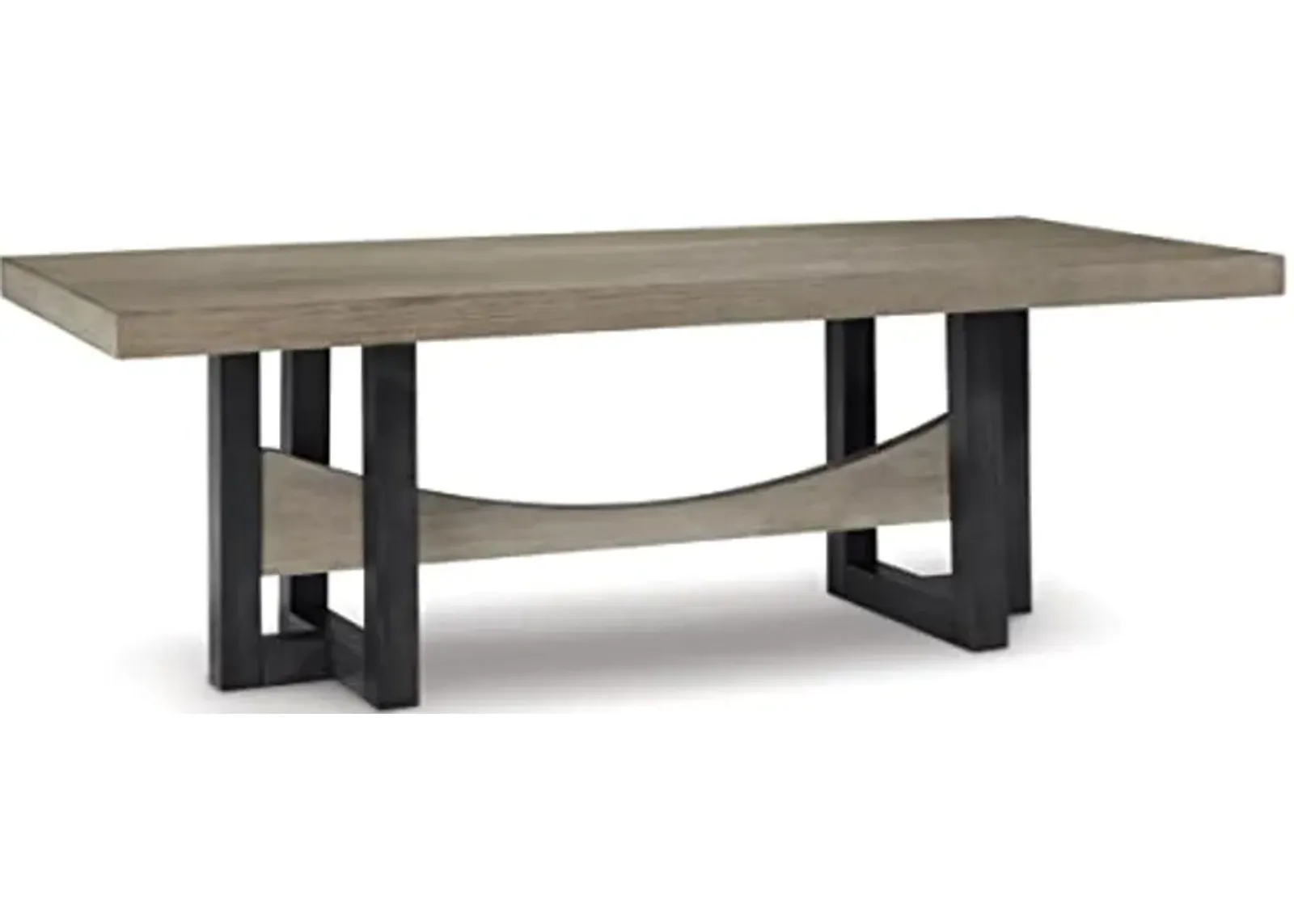 Signature Design by Ashley Foyland Contemporary Dining Table with Trestle Base, Black & Gray