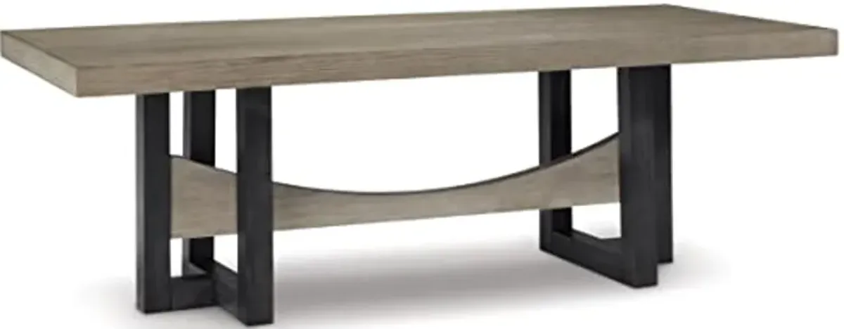 Signature Design by Ashley Foyland Contemporary Dining Table with Trestle Base, Black & Gray