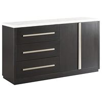 Signature Design by Ashley Vollardi Contemporary Dining Room Server with Felt-lined Drawers, White & Black