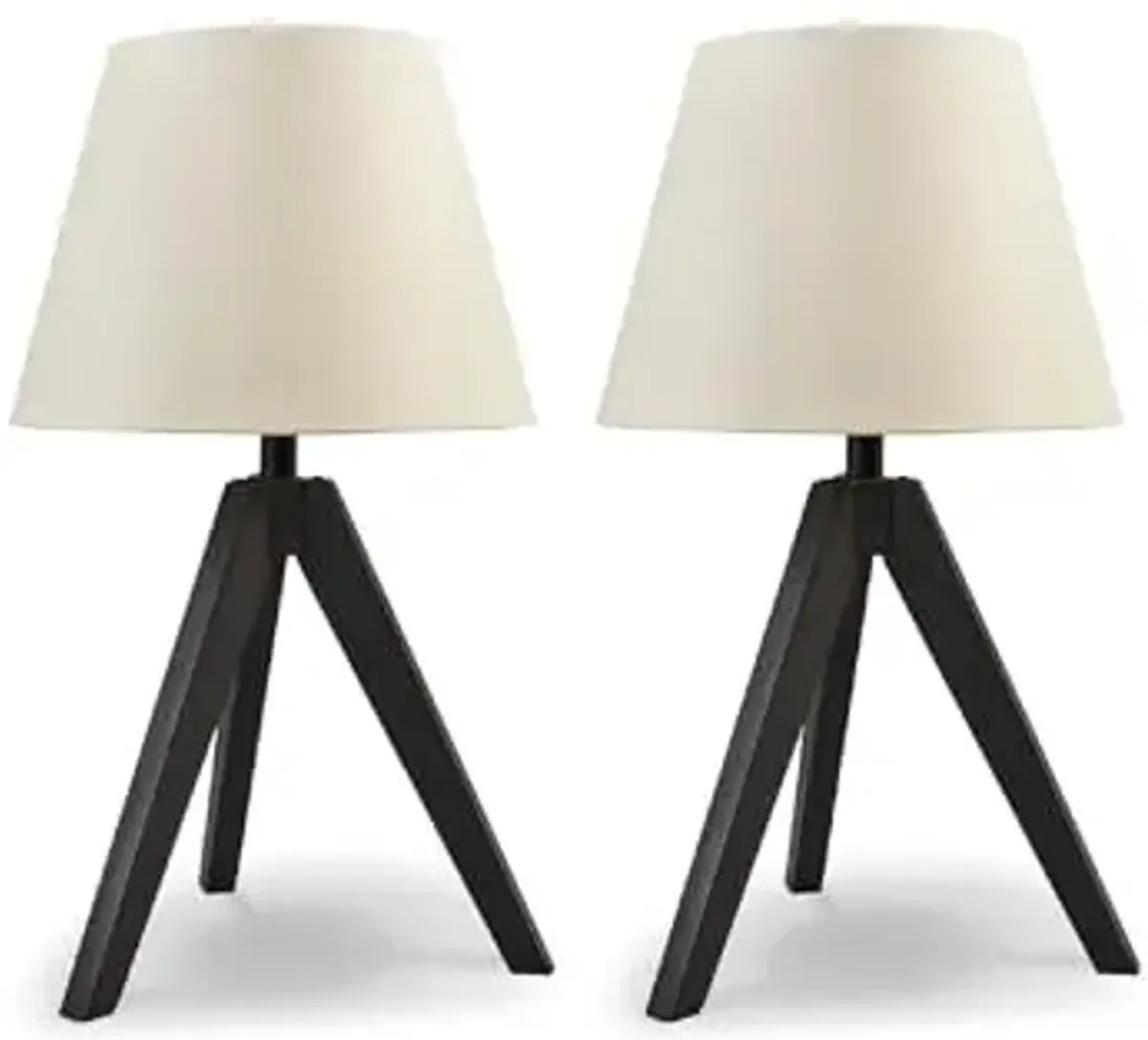 Signature Design by Ashley Laifland 24" Mid Century Modern Wood Table Lamp Set, 2 Count, Black & Beige
