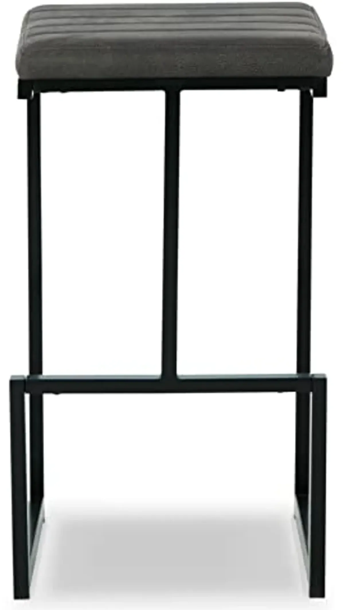 Signature Design by Ashley Strumford Modern Tall Upholstered Barstool with Metal Frame, 2 Count, Black & Gray