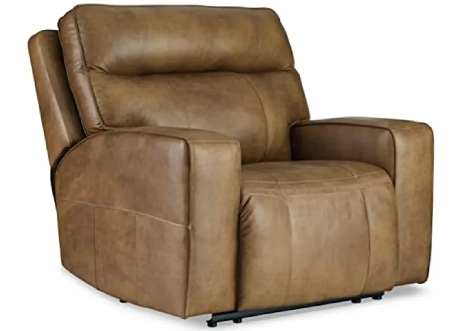 Signature Design by Ashley Game Plan Modern Leather Oversized Power Recliner, Light Brown