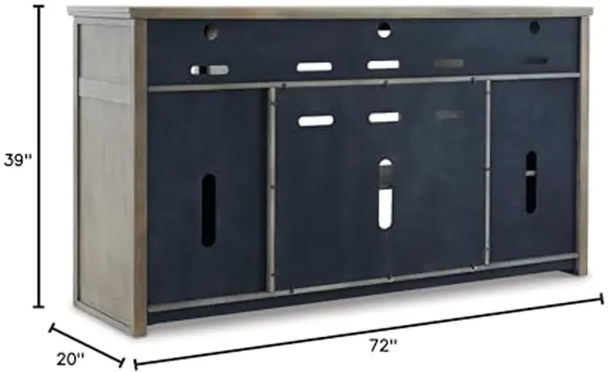 Signature Design by Ashley Moreshire Farmhouse TV Stand with Fireplace Option for TVs up to 72", Light Gray