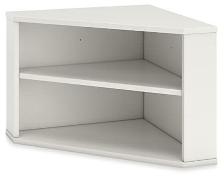 Signature Design by Ashley Grannen Coastal Home Office Corner Bookcase with 2 Open Shelves, White