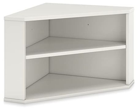 Signature Design by Ashley Grannen Coastal Home Office Corner Bookcase with 2 Open Shelves, White