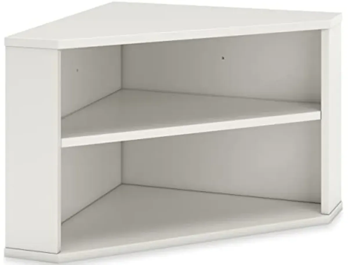 Signature Design by Ashley Grannen Coastal Home Office Corner Bookcase with 2 Open Shelves, White