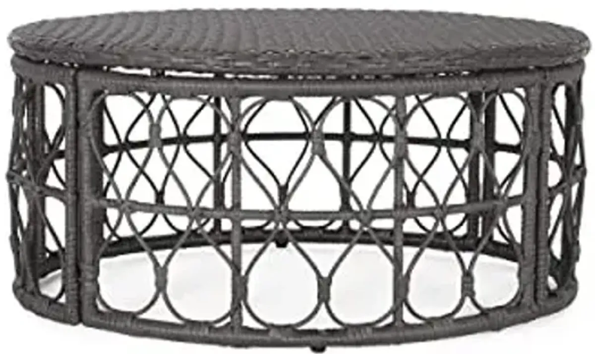 Christopher Knight Home Bruce Outdoor Coffee Table - Wicker - Gray