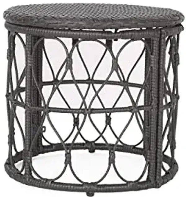 Christopher Knight Home Bruce Outdoor Side Table - Wicker - Gray