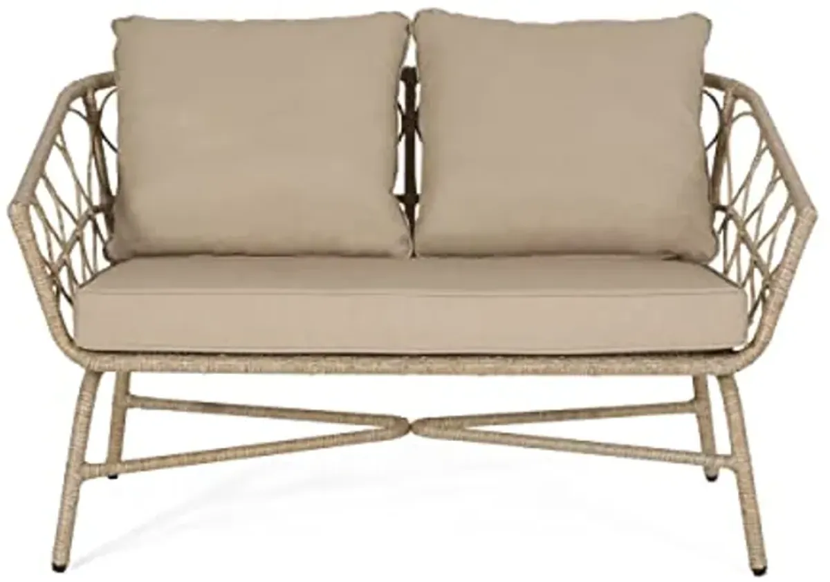 Christopher Knight Home Bruce Love Seats, Light Brown + Beige